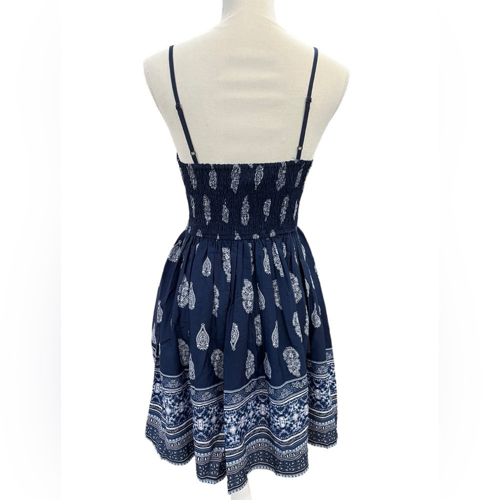 Band of Gypsies Mini Dress Navy & White Paisley Style Panex Overseas - Picture 5 of 11